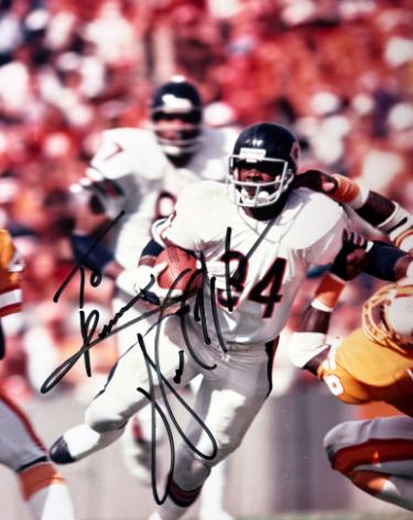 Walter Payton Signed Chicago Bears 8x10 Color Photo To: Kevin Beckett/Notarized