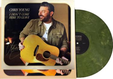 Chris Young signed 2025 I Didn't Come Here to Leave Boots On The Ground 12x12 Cover Art Album Cover/LP/Green Vinyl- COA