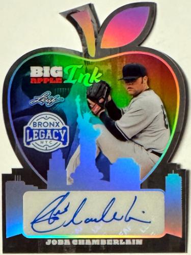 Joba Chamberlain signed 2025 Leaf Bronx Legacy Big Apple Ink Card #BI-JC1 /10 (New York Yankees)