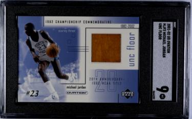 Michael Jordan 2001-02 UD Ovation UNC Game Used Floor Card #MJF2- SGC Graded 9 Mint (North Carolina/Bulls/HOF/GOAT)