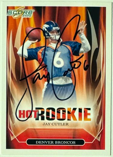 Jay Cutler signed 2006 Score Hot Rookie Card #3- COA (Denver Broncos)
