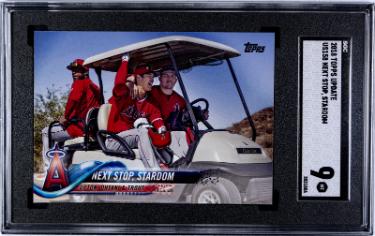 Shohei Ohtani 2018 Topps Update Next Stop Stardom Rookie Card (RC) #US158- SGC Graded 9 Mint (w/Mike Trout/Upton)