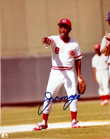 Joe Morgan signed Cincinnati Reds MLB Licensed 8x10 Photo minor dings- Tuff Stuff COA (HOF/Big Red Machine)