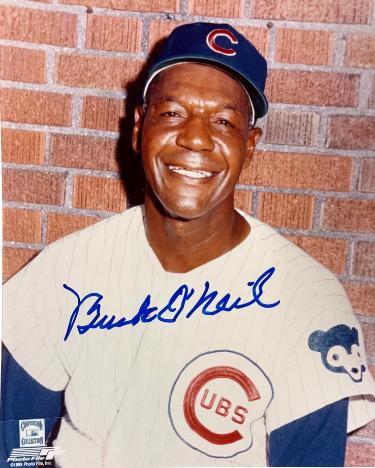Buck O'Neil signed Chicago Cubs MLB 8x10 Photo minor dings- COA/Show Ticket/Negro League/Monarchs/HOF