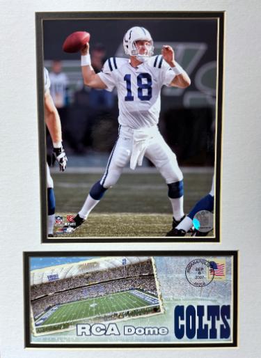 Peyton Manning 2007 Indianapolis Colts/RCA Dome USPS Stamped Cache/Envelope (9/6/2007) w/ Photo Custom Matted 12x16- NEW