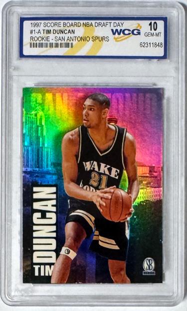 Tim Duncan 1997 Score Board NBA Draft Day Rookie Card #1-A- WCG Graded 10 Gem Mint (San Antonio Spurs/Wake Forest)