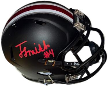 Jeremiah Smith signed Ohio State Buckeyes Riddell Black Speed Mini Helmet #4- Primetime12.COM Witnessed Holo