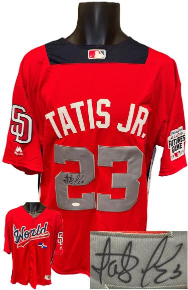 Fernando Tatis Jr signed World Authentic Majestic Coolbase 2018 All-Star Game Red Jersey (Size XL) #23 inscription-JSA Authentic