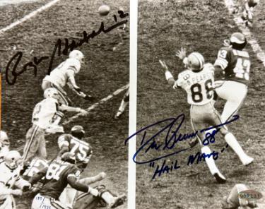 Roger Staubach/Drew Pearson dual signed 1975 Dallas Cowboys 8x10 Photo Hail Mary- /1975- Steiner Sports Hologram