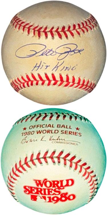 Pete Rose signed 1980 World Series Logo Rawlings Official Baseball Hit King toned- COA (Philadelphia Phillies)