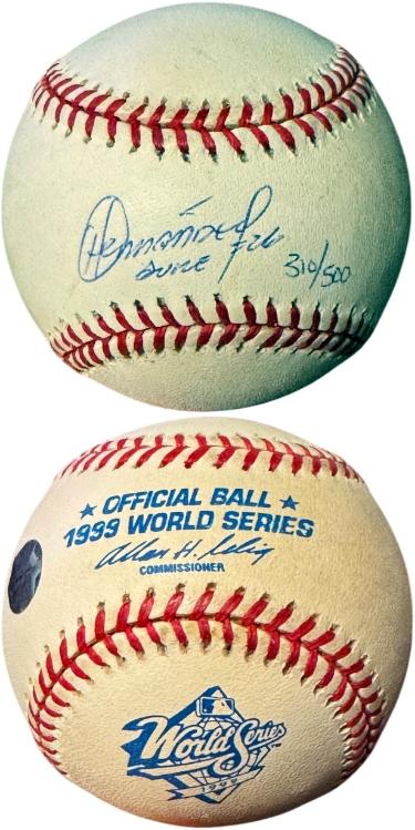 Orlando Hernandez signed 1999 World Series Logo Rawlings Official Major League Baseball #26 DUKE- /500 minor tone- Goldin Sports