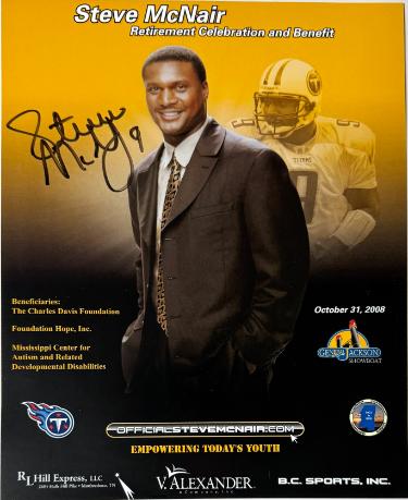 Steve McNair signed 2008 Retirement Celebration Benefit /Titans 8x10 Photo- Beckett Review