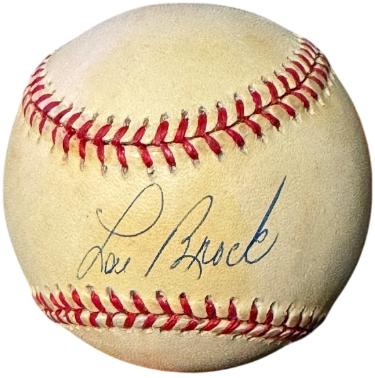 Lou Brock signed Official Rawlings RONL National League Baseball toned- COA (St. Louis Cardinals/HOF)