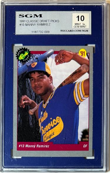 Manny Ramirez 1991 Classic Draft Picks Rookie Card #10- SGM Graded 10 Mint to Gem Mint