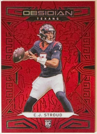 CJ/C.J. Stroud 2023 Obsidian Asia Electric Etch Red Flood Rookie Card #140- 41/90 (Houston Texans)