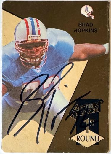 Brad Hopkins signed 1993 Action Packed Rookie On Card Auto #175- COA (Houston Oilers/Titans)