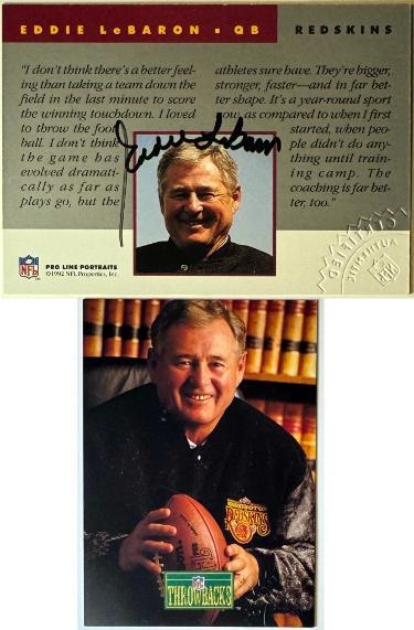 Eddie LeBaron signed 1992 Pro Line Portraits Certified On Card Auto/ Embossed Certified Authentic (Washington)
