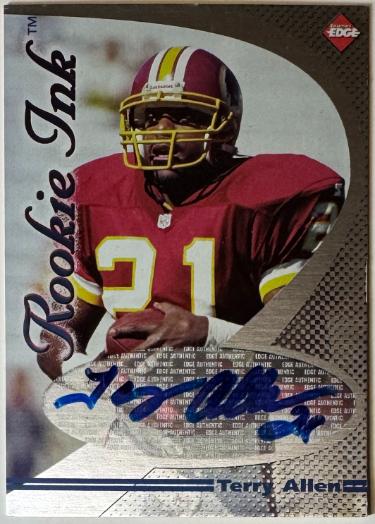 Terry Allen signed 1998 Collector's Edge Rookie Ink On Card Auto (Washington)