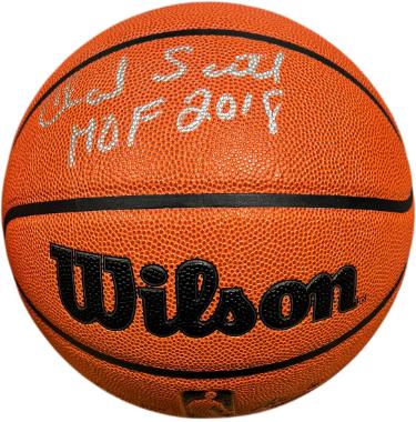 Charlie Scott signed Wilson NBA I/O Basketball HOF 2018- Schwartz Hologram (Boston Celtics)