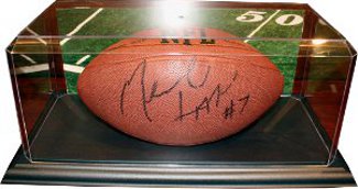 Football Full Size Acrylic Display Case w/ Black Base & Beveled Edges - USA Made