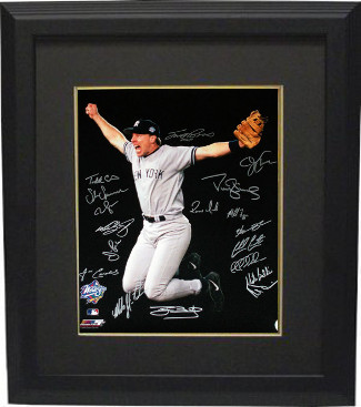 New York Yankees signed 16x20 Photo Custom Framing 1998 WS Champs Scott Brosius MVP-18 sigs-BAS Holo- Darryl Strawberry