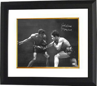 Jake Lamotta signed Vintage B&W Boxing 16x20 Photo Custom Framing w/ Raging Bull Insc - JSA HOLOGRAM