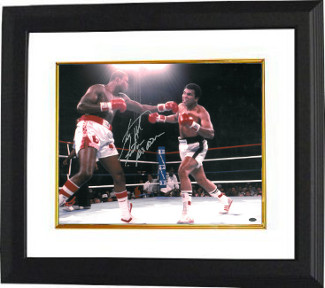 Larry Holmes signed Boxing 16x20 Photo Custom Framing  vs Ali w/ Easton Assassin (under the lights)