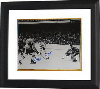 Fred Stanfield & Johnny Bucyk Dual signed Boston Bruins 16x20 B&W Photo Custom Framing
