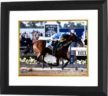 Victor Espinoza signed 11x14 Photo 2015 Belmont Stakes American Pharoah Triple Crown Custom Framing - Steiner Holo