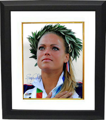 Jennie Finch signed Olympic Team USA 16x20 Photo w/ Crown Custom Framing (2004 Olympic Ceremony)