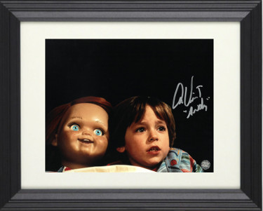 Alex Vincent signed Child's Play 8x10 Photo Andy with Chucky Custom Framing- AWM Hologram