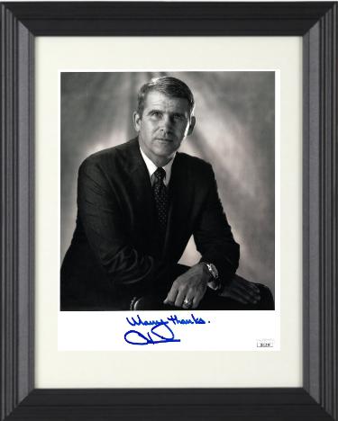 Oliver North signed 1990 8x10 Photo Many Thanks Custom Framing- JSA #EE41588 (USMC Lt Col/National Security Council)