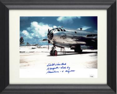 Dutch Van Kirk signed WWII 8x10 Photo Navigator Enola Gay & Hiroshima 6 Aug 1945 Custom Framing- JSA #EE62962