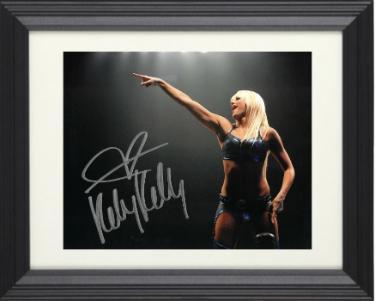 Kelly Kelly signed WWE ECW Diva 8x10 Photo Custom Framing- COA (Barbie Blank/blue outfit)