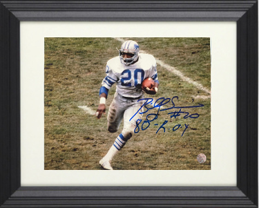 Billy Sims signed Detroit Lions Color 8x10 Photo Custom Framing #20 80 ROY- AWM Hologram