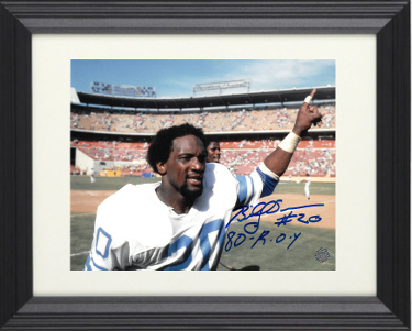 Billy Sims signed Detroit Lions 8x10 Photo Custom Framing #20 80 ROY- AWM Hologram (#1 Finger Running of Field)