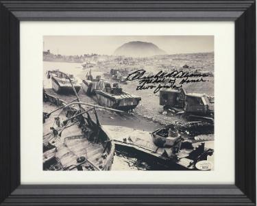 Hershel Williams signed WWII USMC B&W 8x10 Photo Custom Framing- JSA- Medal of Honor/Iwo Jima/Feb 23, 1945