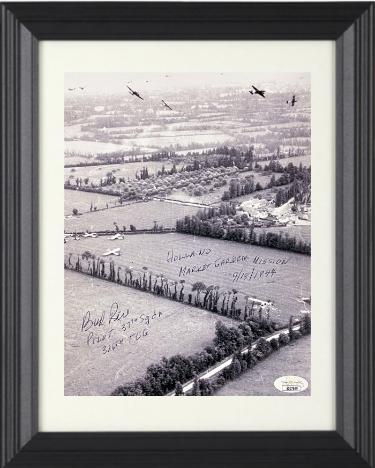 Julian "Bud" Rice signed WWII C-47 Pilot 8x10 Photo Custom Framing- JSA #SS17669- Holland Market Garden Mission 9/18/1944