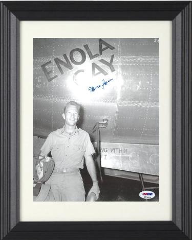 Morris Jeppson signed WWII Hiroshima Atomic Bomb 8.5x11 Photo Custom Framing- PSA #AD31562