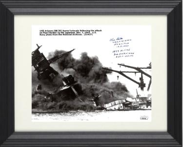 Kenneth Potts signed WWII Pearl Harbor 8x10 Photo Custom Framing- JSA #AC92747- USS Arizona Survivor 12-7-1941