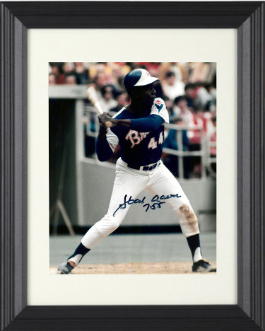 Hank Aaron signed Atlanta Braves MLB 11x14 Photo w/ 755 Custom Framing- Beckett Review