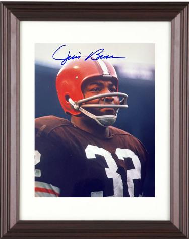 Jim Brown signed Cleveland Browns 8x10 Photo Custom Framing- Beckett Review/NFL Alumni LOA