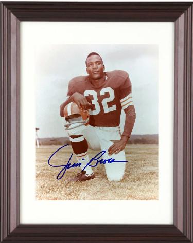 Jim Brown signed Cleveland Browns 8x10 Photo Custom Framing- Beckett Review/NFL Alumni LOA