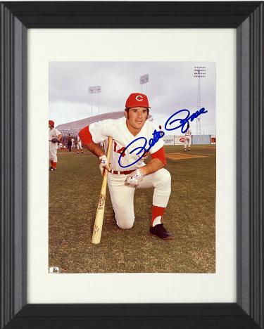 Pete Rose signed Cincinnati Reds MLB Licensed 8x10 Photo Custom Framing- Tuff Stuff LOA (HIT KING/4256)