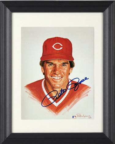 Pete Rose signed Cincinnati Reds MLB Licensed Ron Lewis 89 8x10 Photo Custom Framing- Tuff Stuff LOA