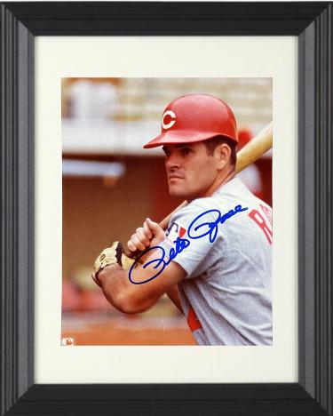 Pete Rose signed Cincinnati Reds MLB Licensed 8x10 Photo Custom Framing- Tuff Stuff LOA (HIT KING/4256)