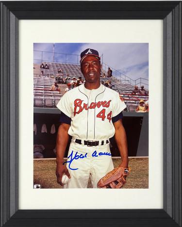 Hank Aaron signed Atlanta Braves MLB Licensed Vintage 8x10 Photo Custom Framing- Tuff Stuff COA (HOF)