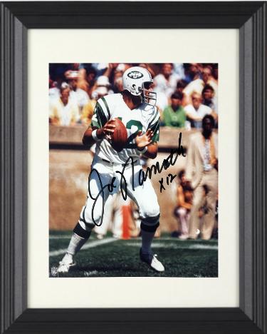 Joe Namath signed New York Jets NFL Licensed 8x10 Photo X12 Custom Framing- Beckett Review/Tuff Stuff COA/Photos (HOF)