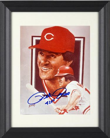 Pete Rose signed Cincinnati Reds MLB Licensed Leon Wolf Artwork 8x10 Photo 4256 Custom Framing- Tuff Stuff LOA