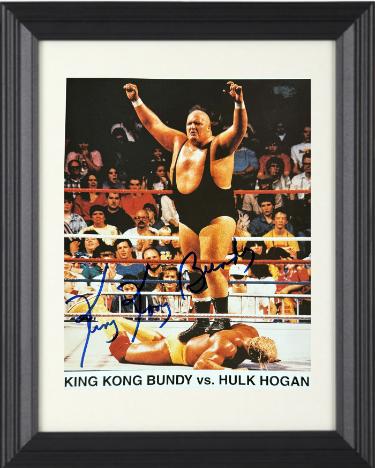 King Kong Bundy signed WWF/WWE 8x10 Photo Custom Framing- COA/Show Ticket Vs Hulk Hogan